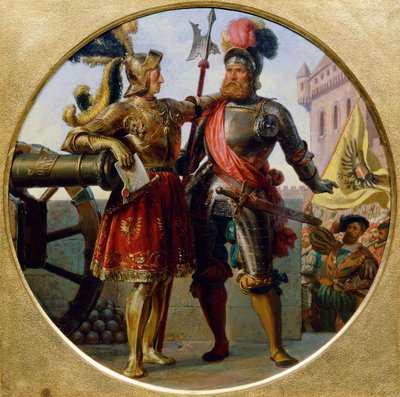 Keizer Maximiliaan I en Georg von Frunsberg, 1868 door Karl von Blaas