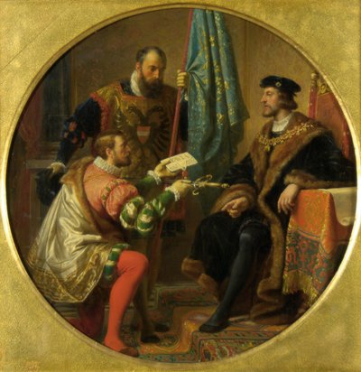Keizer Karel V. en Koning Frans I. bij Pavia 1525 door Karl von Blaas