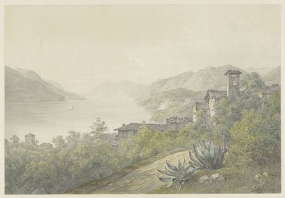 Gezicht vanuit het park van Bellagio, aan het Comomeer door Karoly Lajos Libay