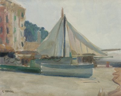 Boot met zeil door Karpo Tchirakhoff