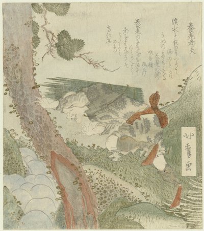 De Yôrô waterval door Karyôsai Hokuga