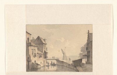 Gezicht op een gracht in een stad door Kasparus Karsen