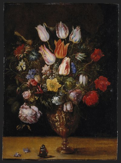 Bloemen in een vaas door Kasper or Gaspar van den Hoecke