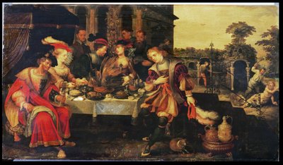 Lazarus aan de tafel van de rijke man, 1618 door Kasper or Gaspar van den Hoecke