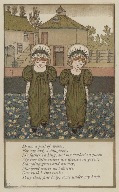 Trek een emmer water (kleur litho) door Kate (after) Greenaway