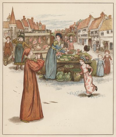 Kate Greenaway illustratie voor De rattenvanger van Hamelen door Robert Browning door Kate (after) Greenaway