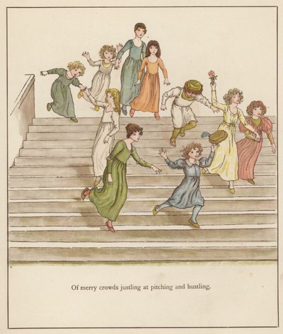 Kate Greenaway illustratie voor De rattenvanger van Hamelen door Robert Browning door Kate (after) Greenaway