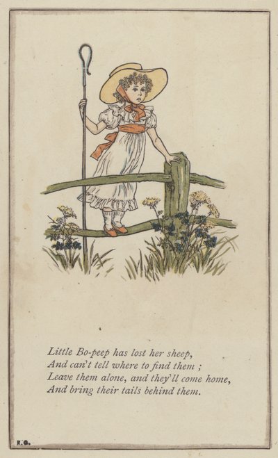 Kleine Bo-peep is haar schapen kwijt door Kate (after) Greenaway