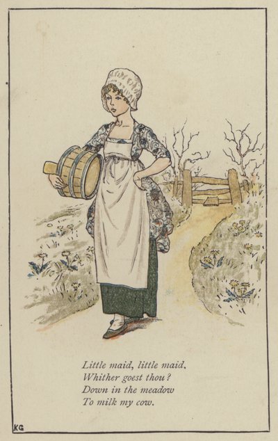 Klein meisje, klein meisje (kleur litho) door Kate (after) Greenaway