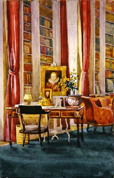 Bibliotheek, Althorp, Northamptonshire, ca. 1890 door Kate Barnard