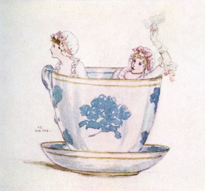 Een kalmte in een theekopje door Kate Greenaway door Kate Greenaway