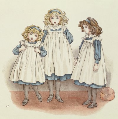 Maar Flinders voeten waren koud, uit April Babys Boek van Deuntjes, 1900 door Kate Greenaway