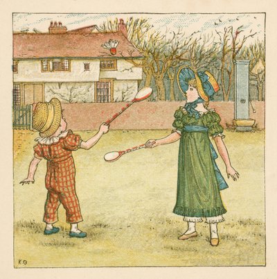 Shuttlecock spelen door Kate Greenaway