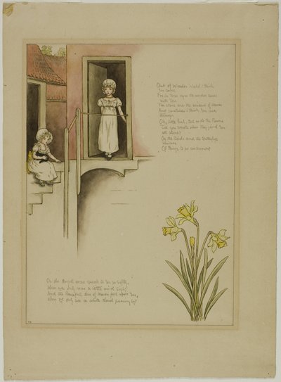 Studie voor Uit Wonder Wereld, uit Marigold Garden door Kate Greenaway