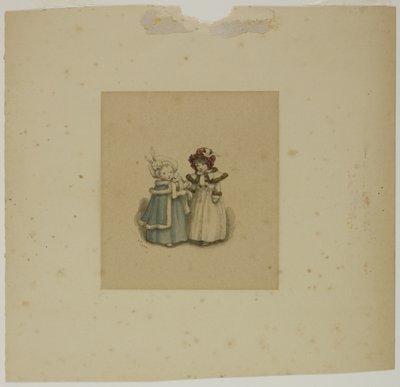 Twee Kleine Meisjes in Bontafgewerkte Jassen door Kate Greenaway