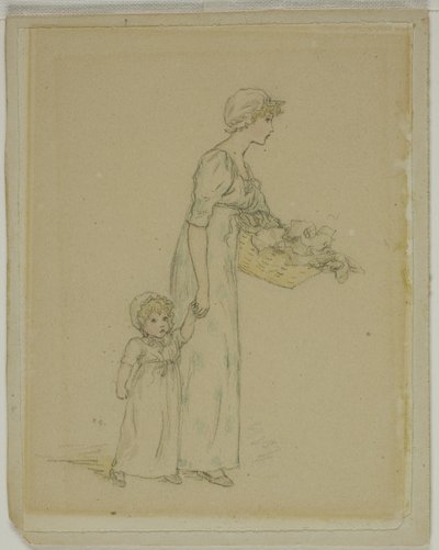 Vrouw met kind door Kate Greenaway