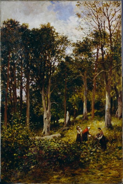 Landschap (Vier figuren in een bos) door Kate S. Brodie