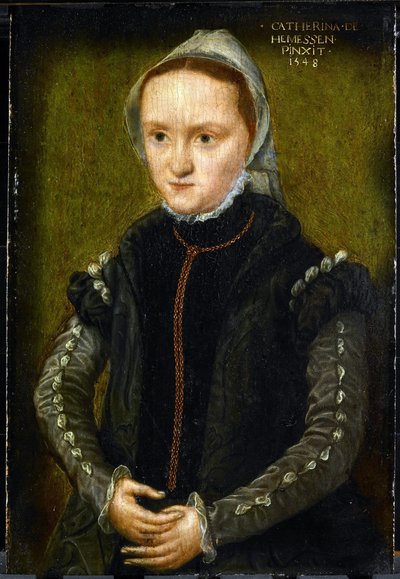 Portret van een Vrouw, waarschijnlijk een Zelfportret door Katharina van Hemessen