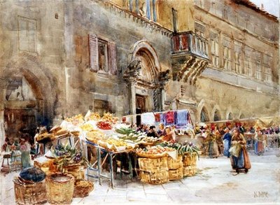 Voor het huis van de Kapitein van het Volk, Perugia, c.1906 door Katharine McCracken