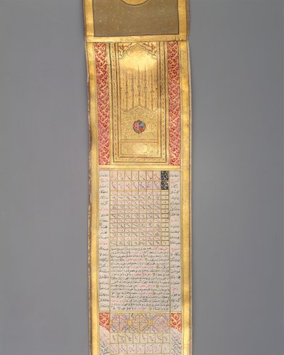 Kalender-Almanak in Rolvorm, gedateerd A.H. 1224A.D. 1810 door Katib Muhammad Ma