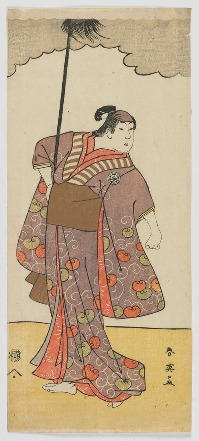 De acteur Iwai Hanshiro IV als een vrouwelijke yakko (lakei) Edo-periode, c.1791 door Katsukawa Shun ei