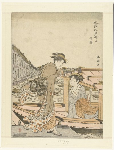 Bij de Ryogoku brug door Katsukawa Shuncho