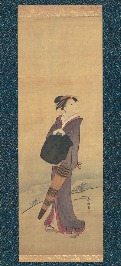 Meisje op rivieroever door Katsukawa Shuncho