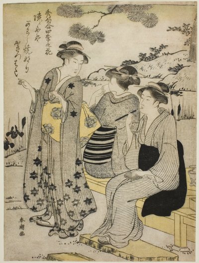 Konijnenoortjes in de herfst, uit de serie "Keuze van Oden over Bloemen van de Vier Seizoenen (Shuku awase, shiki no hana)" door Katsukawa Shuncho