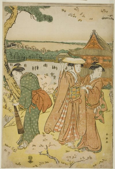 Kersenbloesems Bekijken in Ueno door Katsukawa Shuncho