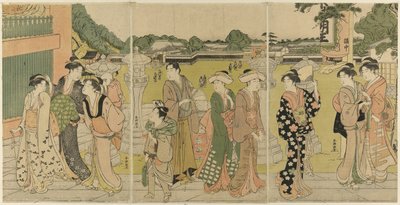 Bezoek aan een tempel gewijd aan Fudo door Katsukawa Shuncho