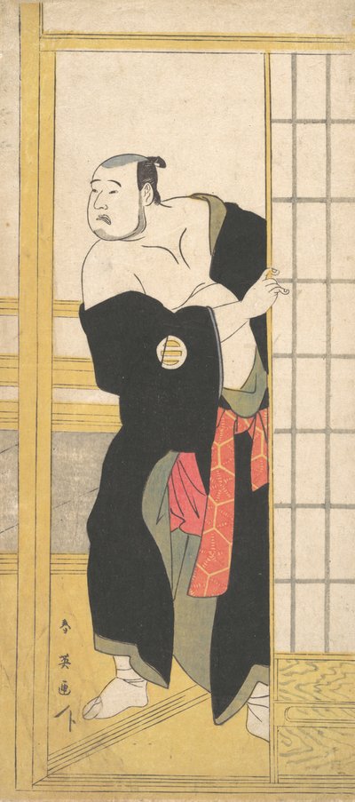 Asao Tamesaburo als een stevige man met een groene kimono, ca. 1795 door Katsukawa Shun