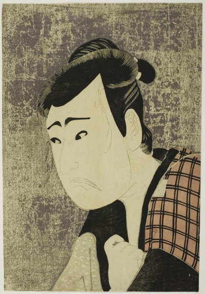 Portret van de buste van de acteur Ichikawa Yaozo III als Tanabe Bunzo in het toneelstuk Hana-ayame Bunroku Soga (Bloeiende Iris: Soga Vendetta van het Bunroku Tijdperk), opgevoerd in het Miyako Theater vanaf de vijfde dag van de vijfde maand, 1794. door Katsukawa Shun