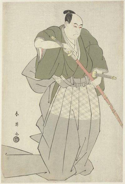 Momonoi Wakasanosuke trekt één van zijn twee zwaarden door Katsukawa Shunei