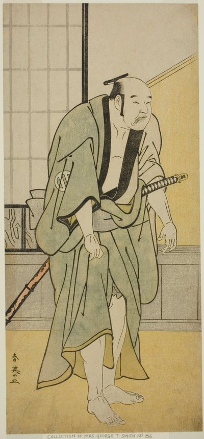 De acteur Asao Tamejuro I als dronken Gotobei in het toneelstuk Yoshitsune Koshigoe Jo, opgevoerd in het Ichimura Theater in de negende maand, 1790 door Katsukawa Shun
