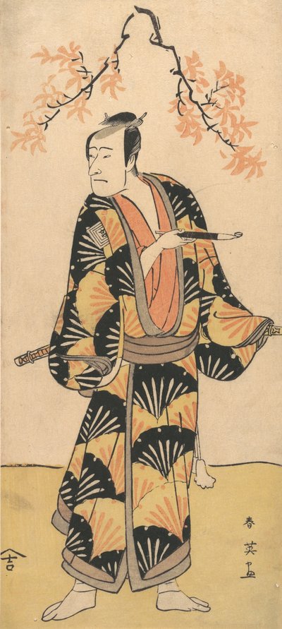 De acteur Ichikawa Komazo II met een rookpijp, 1762-1819 door Katsukawa Shun