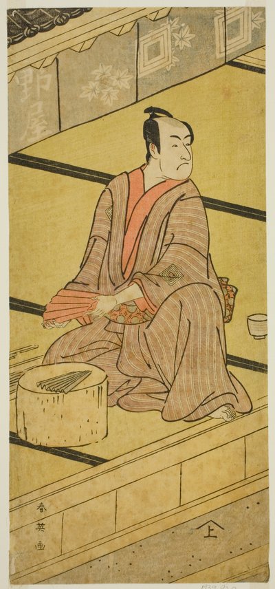 De acteur Ichikawa Monnosuke II als Daidoji Tabatanosuke in het toneelstuk Mukashi Mukashi Tejiro no Saru, opgevoerd in het Ichimura Theater in de achtste maand, 1792 door Katsukawa Shun