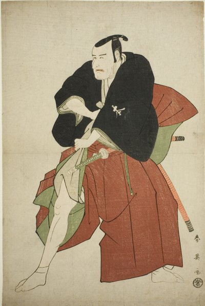 De acteur Matsumoto Koshiro IV als Kakogawa Honzo in het toneelstuk Kanadehon Chushingura, opgevoerd in het Kawarazaki Theater in de vijfde maand, 1795 door Katsukawa Shun