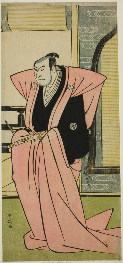De acteur Otani Oniji III in een onbekende rol in het toneelstuk Yukimi-zuki Eiga Hachi no Ki (), opgevoerd in het Nakamura Theater () in de Elfde Maand, 1787 () door Katsukawa Shun