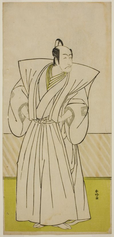De acteur Ichikawa Danjuro V als Enya Hangan () in het toneelstuk Kanadehon Chushin Nagori no Kura (), opgevoerd in het Nakamura Theater () in de negende maand, 1780 () door Katsukawa Shunkо̄