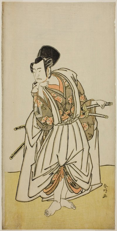 De acteur Ichikawa Yaozo II als Sakura-maru in het toneelstuk Sugawara Denju Tenarai Kagami, opgevoerd in het Ichimura Theater in de zevende maand, 1776 door Katsukawa Shunkо̄
