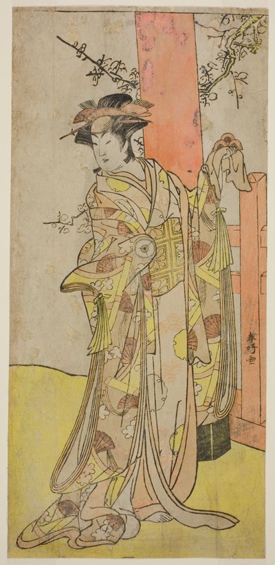 De acteur Iwai Hanshiro IV als Kitsune ga Saki Otama () in het toneelstuk Miyakodori Yayoi no Watashi (), opgevoerd in het Kiri Theater () in de derde maand, 1787 () door Katsukawa Shunkо̄