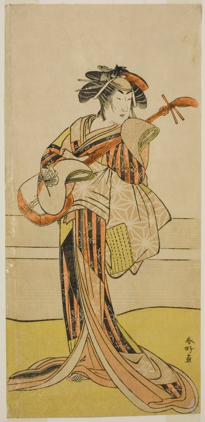 De acteur Yamashita Mangiku I als Osan in het toneelstuk Kitekaeru Nishiki no Wakayaka, Opgevoerd in het Nakamura Theater in de Elfde Maand, 1780 door Katsukawa Shunkо̄