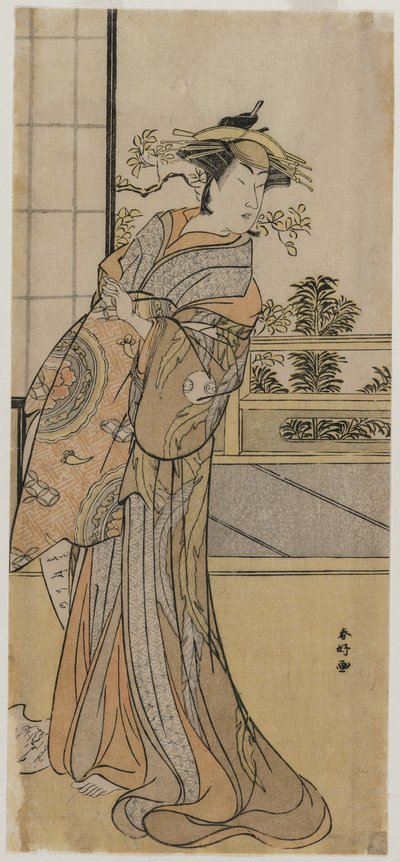 Arashi Murajiro als een courtisane met een brief door Katsukawa Shunko