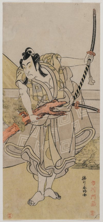 Ichikawa Monnosuke II als Soga no Gorō door Katsukawa Shunko