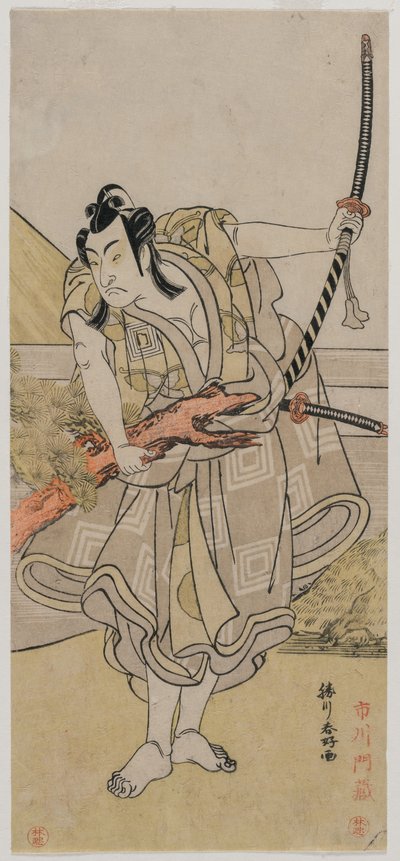 Ichikawa Monnosuke II als Soga no Goro, ca. late 1770s door Katsukawa Shunko