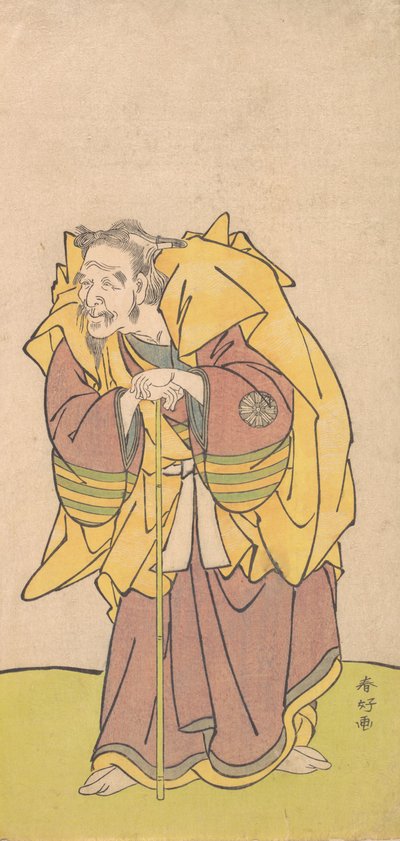 Nakamura Tomijuro als een Oude Man met een Dunne Baard, ca. 1780 door Katsukawa Shunko