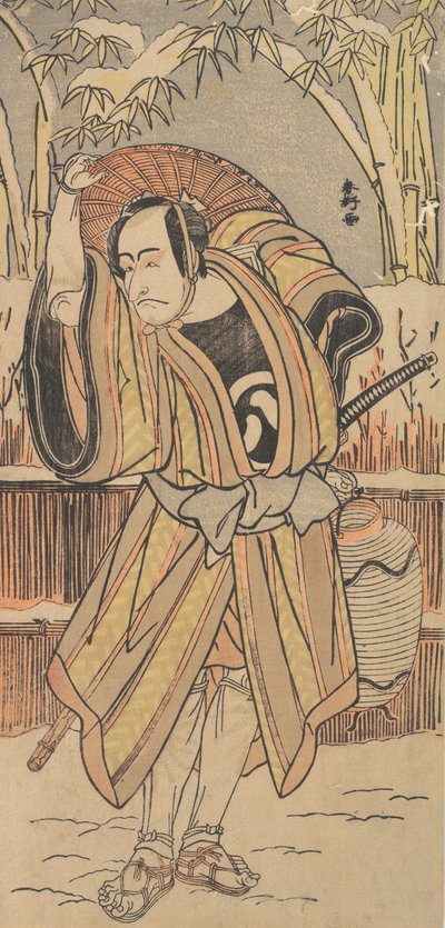 De Vijfde Ichikawa Danjuro als Man in Winterkleding door Katsukawa Shunko