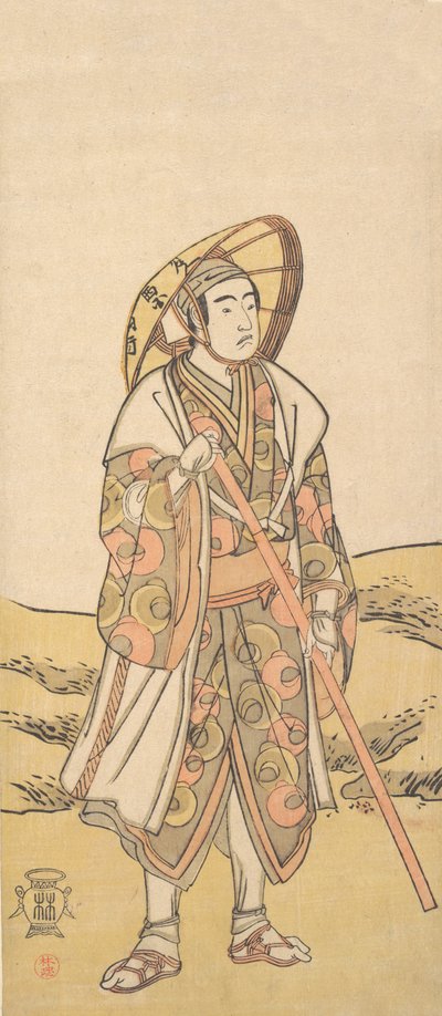 De derde Sawamura Sojuro als pelgrim naar het Kannon-heiligdom door Katsukawa Shunko