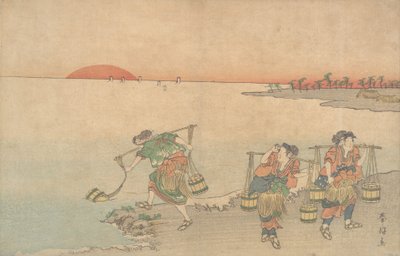 Drie Waterdragers aan de Oever, laat 18e eeuw door Katsukawa Shunko