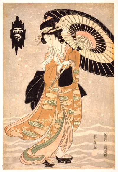 Sneeuw, Maan en Bloemen, ca. 1812 door Katsukawa Shunsen